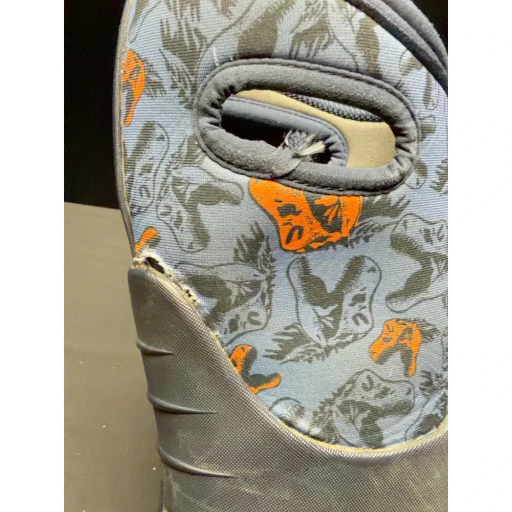 BOGS Neo-Classic Cool Dinos Kids Boots Youth Size 1 Blue Orange Waterproof